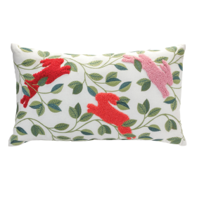 Embroidered Rabbits Throw Pillow