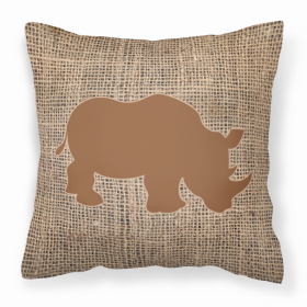 Rhinoceros Burlap and Brown BB1006 Fabric Decorative Pillow