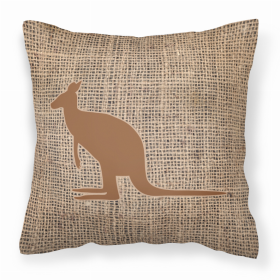 Kangaroo Burlap and Brown BB1008 Fabric Decorative Pillow