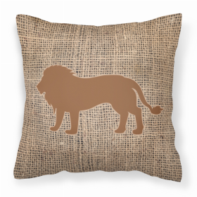 Lion Burlap and Brown BB1009 Fabric Decorative Pillow