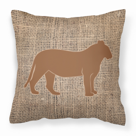 Tiger Burlap and Brown BB1010 Fabric Decorative Pillow