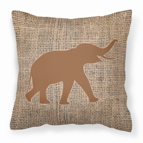 Elephant Burlap and Brown BB1011 Fabric Decorative Pillow