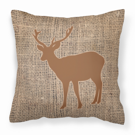 Deer Burlap and Brown BB1012 Fabric Decorative Pillow