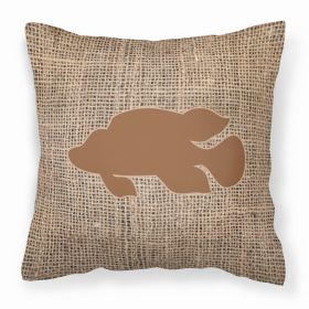 Fish - Tropical Fish Burlap and Brown BB1013 Fabric Decorative Pillow