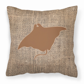 Manta ray Burlap and Brown BB1014 Fabric Decorative Pillow