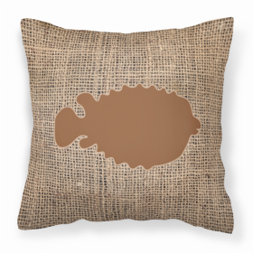 Fish - Blowfish Burlap and Brown BB1016 Fabric Decorative Pillow