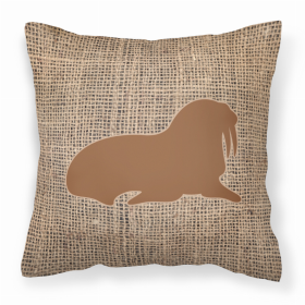 Walrus Burlap and Brown BB1017 Fabric Decorative Pillow