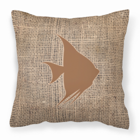 Fish - Angel Fish Burlap and Brown BB1022 Fabric Decorative Pillow