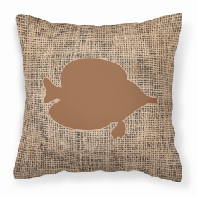 Fish - Tang Fish Burlap and Brown BB1023 Fabric Decorative Pillow