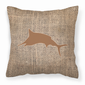 Fish - Marlin Burlap and Brown BB1026 Fabric Decorative Pillow