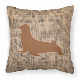 Seal Burlap and Brown BB1027 Fabric Decorative Pillow