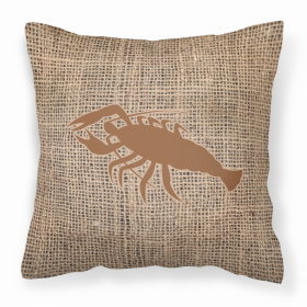 Lobster Burlap and Brown BB1028 Fabric Decorative Pillow