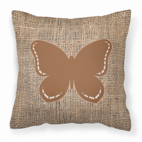 Butterfly Burlap and Brown BB1035 Fabric Decorative Pillow