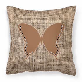 Butterfly Burlap and Brown BB1036 Fabric Decorative Pillow