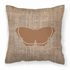 Butterfly Burlap and Brown BB1037 Fabric Decorative Pillow