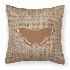 Butterfly Burlap and Brown BB1038 Fabric Decorative Pillow