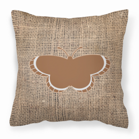 Butterfly Burlap and Brown BB1039 Fabric Decorative Pillow