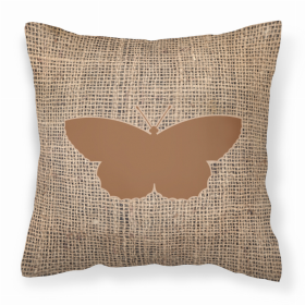 Butterfly Burlap and Brown BB1041 Fabric Decorative Pillow