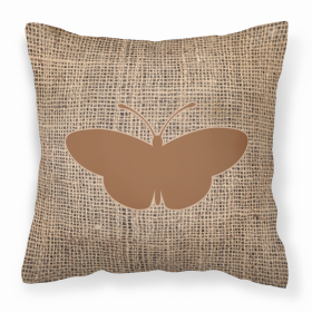 Butterfly Burlap and Brown BB1043 Fabric Decorative Pillow