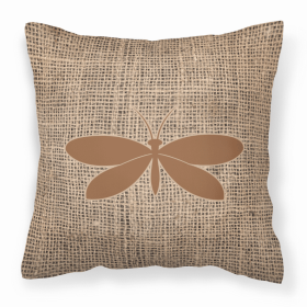 Moth Burlap and Brown BB1055 Fabric Decorative Pillow