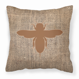 Bee Burlap and Brown BB1057 Fabric Decorative Pillow