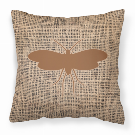 Moth Burlap and Brown BB1058 Fabric Decorative Pillow