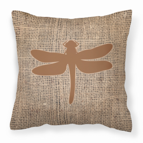 Dragonfly Burlap and Brown BB1062 Fabric Decorative Pillow