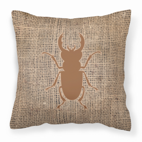 Beetle Burlap and Brown BB1063 Fabric Decorative Pillow