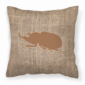 Beetle Burlap and Brown BB1064 Fabric Decorative Pillow