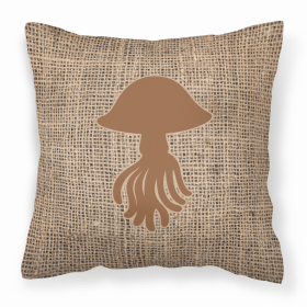 Jellyfish Burlap and Brown BB1089 Fabric Decorative Pillow