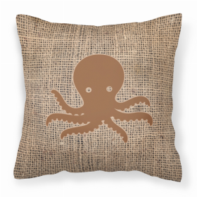 Octopus Burlap and Brown BB1090 Fabric Decorative Pillow