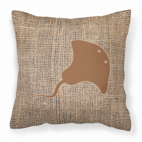 Stingray Burlap and Brown BB1095 Fabric Decorative Pillow