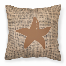 Starfish Burlap and Brown BB1100 Fabric Decorative Pillow