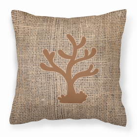 Coral Burlap and Brown BB1101 Fabric Decorative Pillow