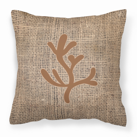 Coral Burlap and Brown BB1103 Fabric Decorative Pillow