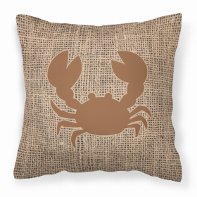 Crab Burlap and Brown BB1104 Fabric Decorative Pillow