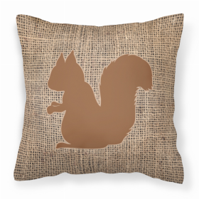 Squirrel Burlap and Brown BB1119 Fabric Decorative Pillow