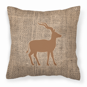 Deer Burlap and Brown BB1121 Fabric Decorative Pillow