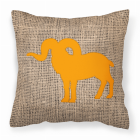 Sheep Burlap and Orange BB1007 Fabric Decorative Pillow