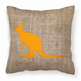 Kangaroo Burlap and Orange BB1008 Fabric Decorative Pillow