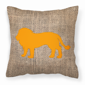 Lion Burlap and Orange BB1009 Fabric Decorative Pillow