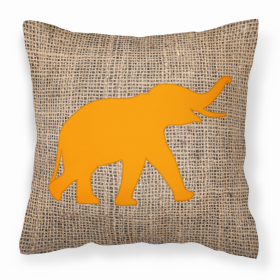 Elephant Burlap and Orange BB1011 Fabric Decorative Pillow