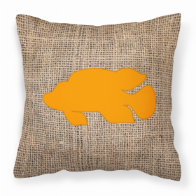 Fish - Tropical Fish Burlap and Orange BB1013 Fabric Decorative Pillow