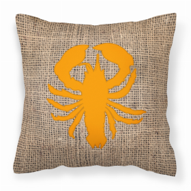 Lobster Burlap and Orange BB1015 Fabric Decorative Pillow