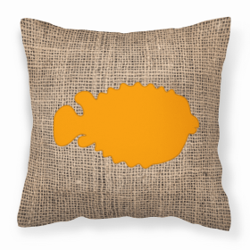 Fish - Blowfish Burlap and Orange BB1016 Fabric Decorative Pillow