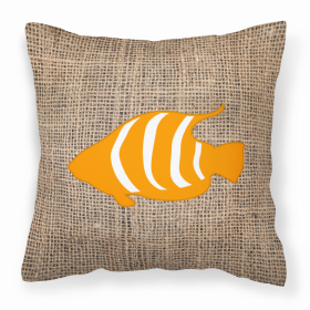 Fish Burlap and Orange BB1020 Fabric Decorative Pillow