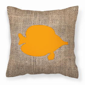 Fish - Tang Fish Burlap and Orange BB1023 Fabric Decorative Pillow