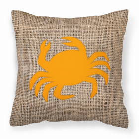 Crab Burlap and Orange BB1024 Fabric Decorative Pillow