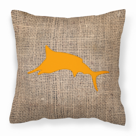 Fish - Marlin Burlap and Orange BB1026 Fabric Decorative Pillow