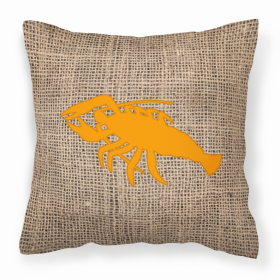 Lobster Burlap and Orange BB1028 Fabric Decorative Pillow